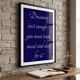 Poster Arte de Citação Personalizada Decorativa Azul Escu
