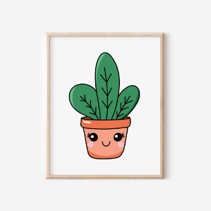 Poster Arte de Cobra de Fábrica Cute Kawaii Potted