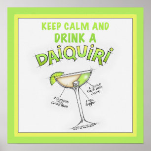 PÓSTER ARTE DE COCKTAIL DAIQUIRI RECIPE DE 16"