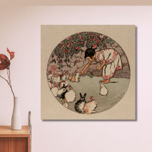 Poster Arte de Coelho Elegante Vintage Charmoso Cottageco