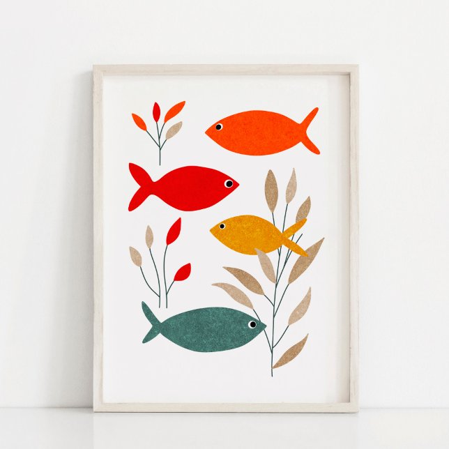 Poster Arte de colagem de peixes ousada e moderna (Criador carregado)