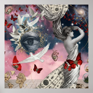 Poster Arte de colagem surrealista dadaísmo gravura antig