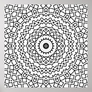Poster Arte de Colorir com Padrão de Mandala de Estrela d