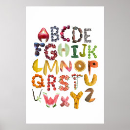 Poster Arte de comida alfabética com frutas ABC