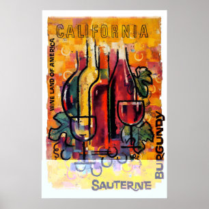 Poster Arte de Comida de Cozinha Vintage Retro Bebidas Vi