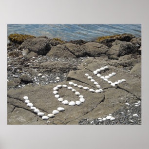 Póster Arte de Conchas na Praia