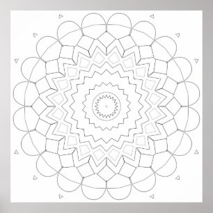 Poster Arte de Contorno de Mandala de Estrela de Pétala G
