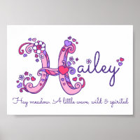 Arte de coração com iniciais H de Hailey, signific