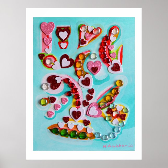 Poster Arte de corações de amor (Frente)