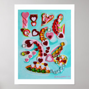 Poster Arte de corações de amor
