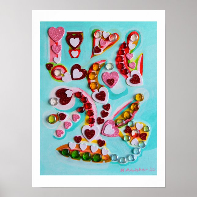 Poster Arte de corações de amor (Frente)
