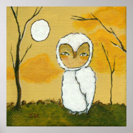 Poster Arte de Coruja Branca Floresta Caprichosa Um Passe