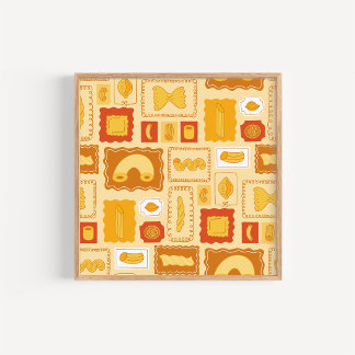 Poster Arte de Cozinha com Macarrão Desenhado à Mão