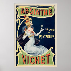 Poster Arte de Cozinha de Bebida Vintage Vinho Champanhe