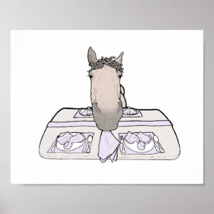 Poster Arte de Cozinha de Cavalo Engraçado Decoração de