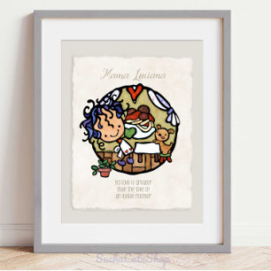 Poster Arte de Cozinha Italiana Caprichosa - Menina e Cac