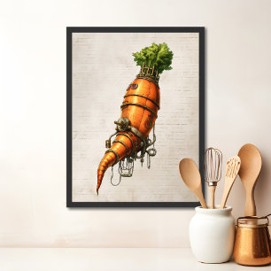 Poster Arte de cozinha Steampunk, Cenoura