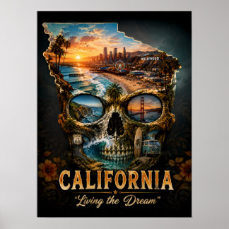 Poster Arte de Crânio da Califórnia | Estado de Espírito