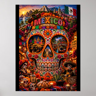 Poster Arte de Crânio do México | Estado de Espírito