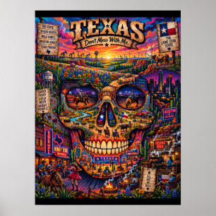 Poster Arte de Crânio do Texas Estado de Espírito