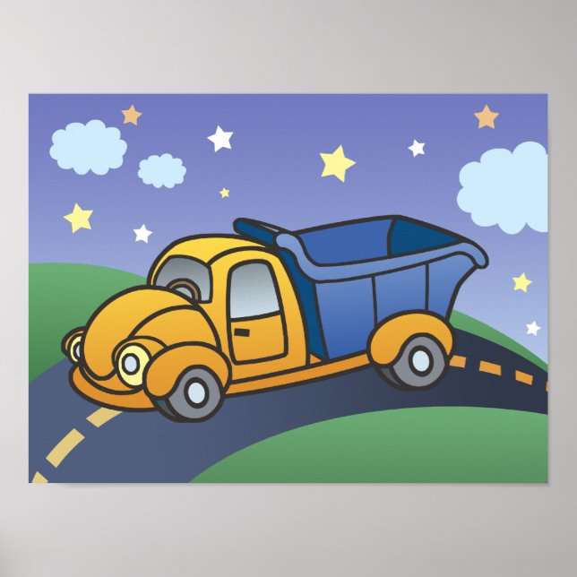 Póster Arte de Crianças de Caminhão Basculante (Frente)