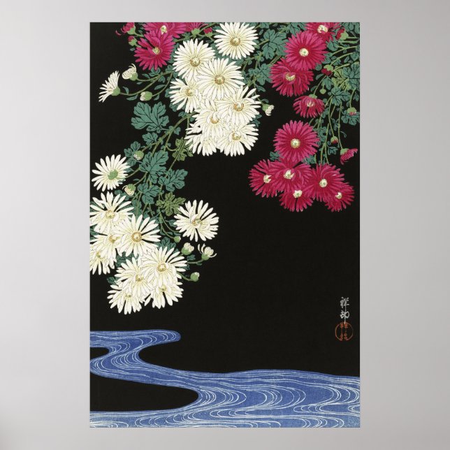 Poster Arte de Crisântemo Vintage Ohara Koson (Frente)