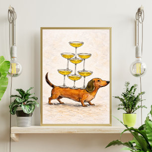 Poster Arte de Dachshund ilustração engraçada de cachor