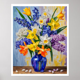Poster Arte De Daffodils De Arranjo Floral De Primavera C
