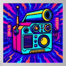 Arte de Decoração de Casa Pop Glitch City Impressã