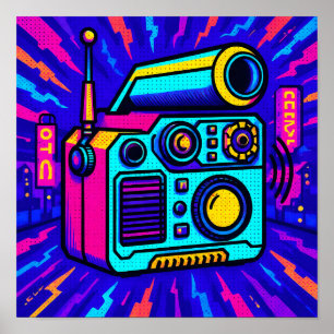 Poster Arte de Decoração de Casa Pop Glitch City Impressã
