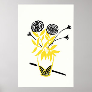 Poster Arte de Desenho da Flor Amarela