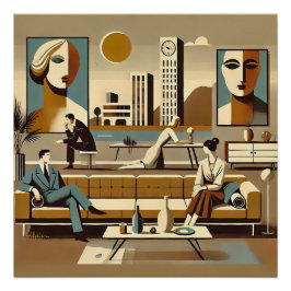 Póster Arte de Design de Interiores de Meados do Século S