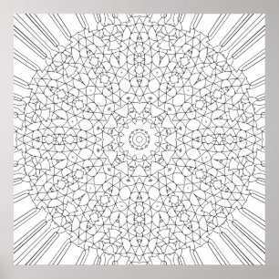 Poster Arte de Design de Padrão de Mandala em Malha de Mo