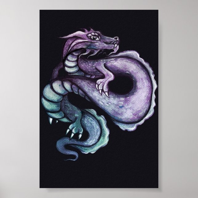 Poster Arte de Dragão Chinês Roxo (Frente)