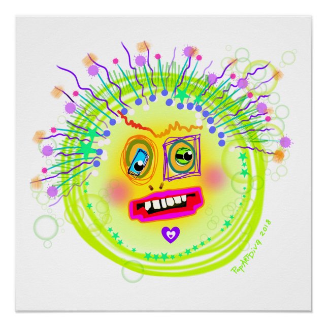 Póster Arte de Emoji Meemogie Sorriso Bolha (Frente)