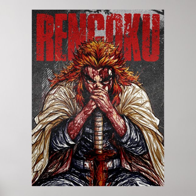 Poster Arte de Esboço de Anime Texturizado Escuro (Frente)