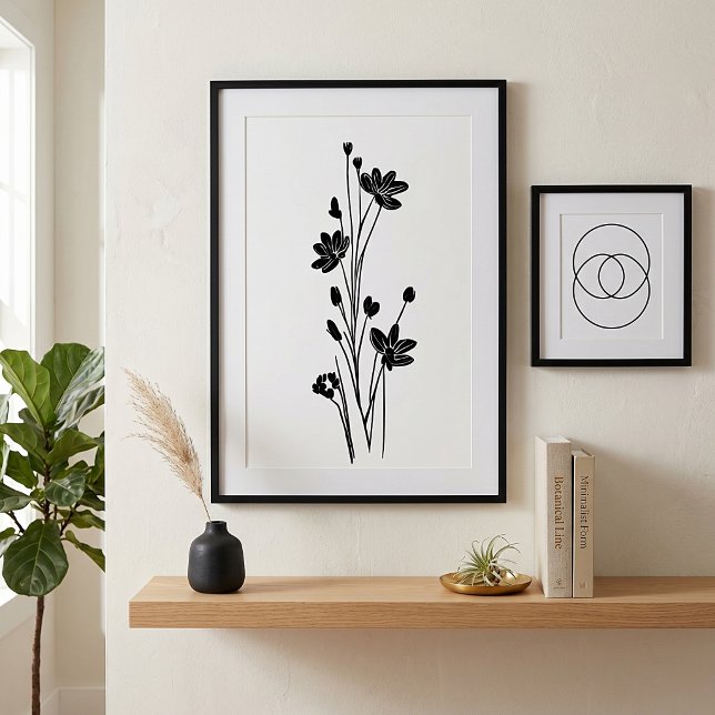 Poster Arte de esboço de flores minimalista (Criador carregado)
