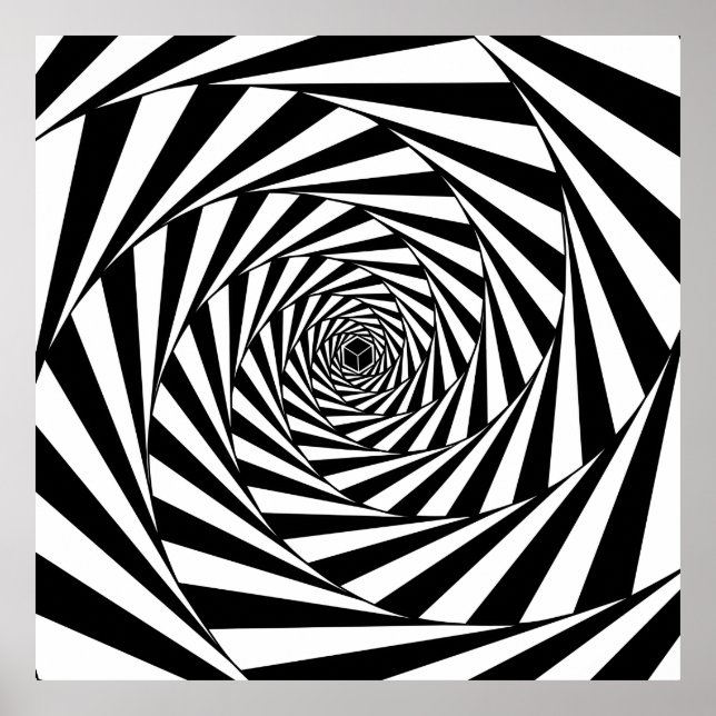 Poster Arte de Escada em Espiral de Redemoinho Preto e Br (Frente)