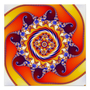 Póster Arte de Espiral Fractal de Mandelbrot Psicodélico