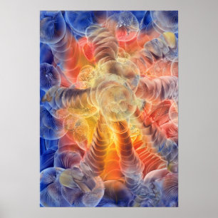 Poster Arte de Espiral Radiante de Energia Abstrata Pinta