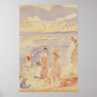 Poster Arte de Esquema de Paisagem de Praia