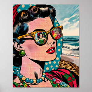 Poster Arte de Estilo de Cômica Mulher Assistindo Dança