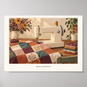Poster Arte de Estúdio de Quilting Pedaços em Padrões