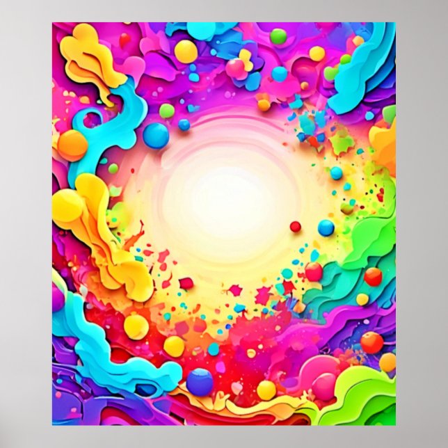 Poster Arte de explosão vívida de cor Abstrato (Frente)