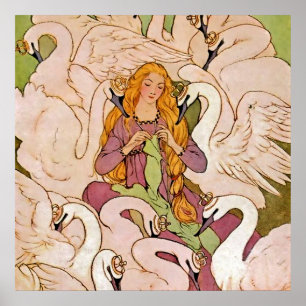 Poster Arte de Fadas “Cisnes Selvagens” por Elenore Abbot