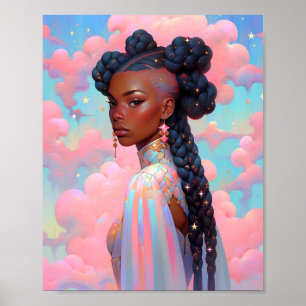 Poster Arte de Fantasia Afro-Americana Cósmica