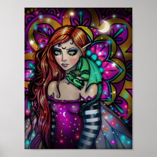 Poster Arte de Fantasia da Garota Dragão por Molly Harris