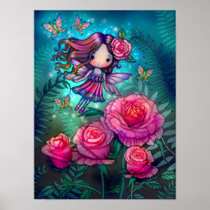 Poster Arte de fantasia da pequena fada Rosa por Molly Ha