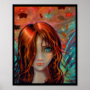 Póster Arte de Fantasia das Fadas "Magia do Outono"