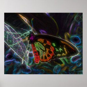 Póster Arte de fantasia de borboleta Abstrato preta